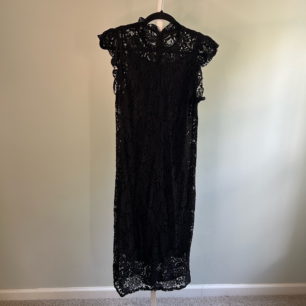 Mossimo Black Crochet Overlay Midi Dress